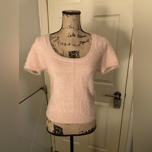 Forever 21 F21 Pink Fuzzy eyelash Sweater crop top 0X XL 12